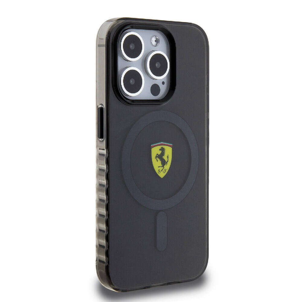 Ferrari iPhone 15 Pro Max Orjinal Lisanslı M-safe Şarj Özellikli Tırtıklı Kenar Tasarımlı Ortalanmış Logo Kılıf Ferrari iPhone 15 Pro Max Orjinal Lisanslı M-safe Şarj Özellikli Tırtıklı Kenar Tasarımlı Ortalanmış Logo Kılıf